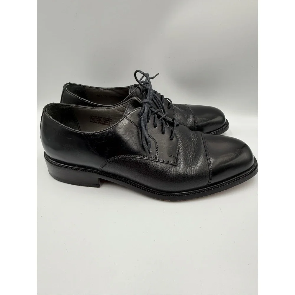 Florsheim Mens 9 D Cap Toe Derby Dress Shoes Black‎ Leather Lace Up Brazil